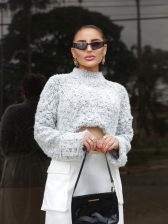 Cropped Ampla Angora – Ref. B24802 - Branco/Branco