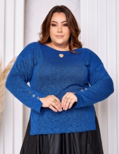 Blusa Decote Canoa Botão – Ref. B25917 - Azul Bic