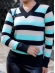 Blusa Decote V Listras - B61 - Preto
