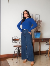 Blusa Trança Central Mousse – Ref. B24893 - Azul Bic