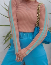Blusa Canelada Intarsa – Ref. B23743 - Camurça/Verde