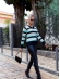 Blusa Decote V Listras - B61 - Preto