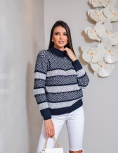 Blusa Gola Alta Rede – Ref. B23718 - Marinho/ branco