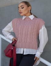 Colete Curto Trançado – Ref. B25910 - Nude Rosado